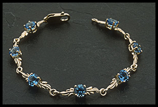 Leaf Design Bracelet with Blue Spinel Stones