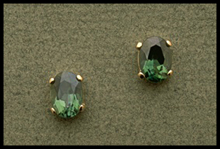 Small Oval Cut Stud Earring with Green Topaz