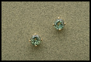 Small Round Stud Earring with Green Quartz
