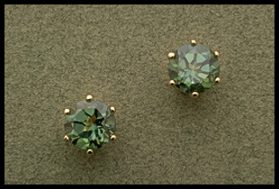 Round Cut Stud Earring with Green Topaz
