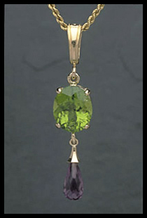 Pendant with Peridot and Amethyst Stones