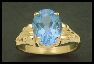 Oval Leaf Ring with Blue Topaz Stone