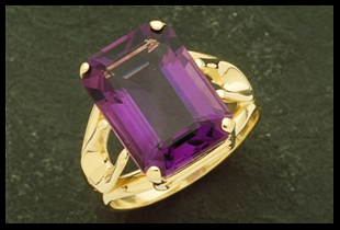 Emerald Cut Ring with Amethyst Stone